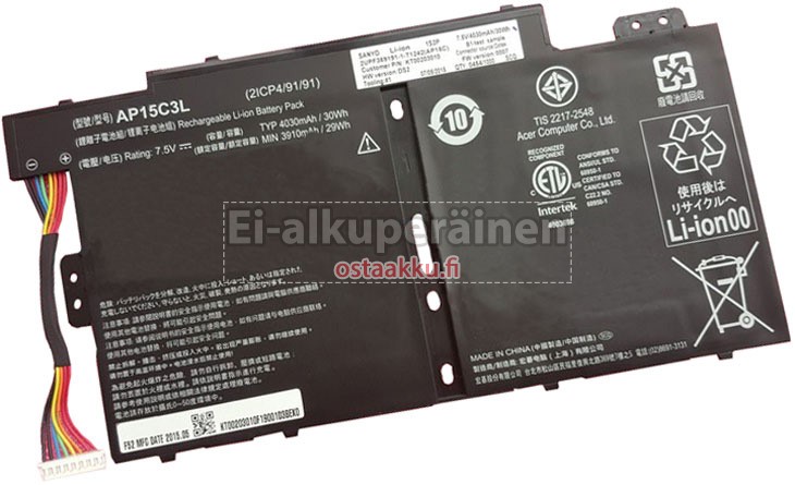 Acer-AP15C3L(2ICP4/91/91) vaihtoakuista Acer-AP15C3L(2ICP4/91/91) vaihtoakuista